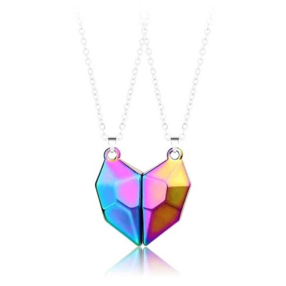 Heart Magnet Necklace Set for Couple - Rainbow, Great Gift, Anniversary‎